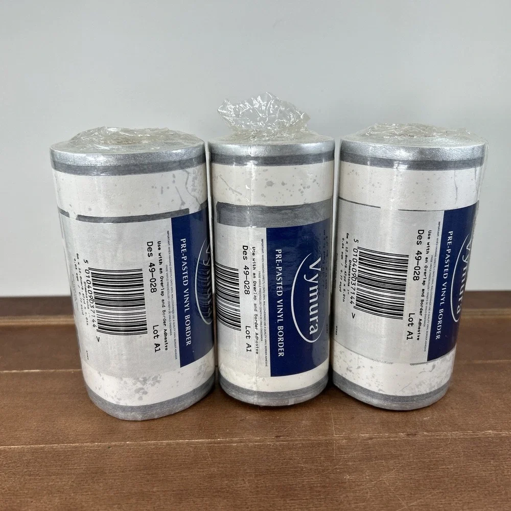 Set of 3, Vymura Pre-Pasted‎ Vinyl Border, Des 49-028 Lot A1, 5.47yd X 5.01in